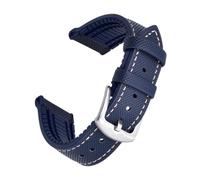 Svincoter 20、22mm Hybrid Fluoro Rubber Leather Quick Release Watchbands Fit for Each Brand Diving Watches(Navy blue,20mm)