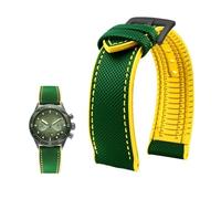 Svincoter Fit for Breitling Fit for Citizen Fit for Tissot Fit for Omega 20 22mm 23mm 24mm Nylon fluoro rubber Watchband soft Silicone Bracelet Men Watch Strap(Green yellow blackA,22mm)