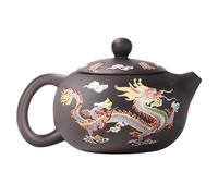 Svincoter Hand-Made Color-Changing Dragon & Phoenix Teapot, 8.1 oz, Purple Clay, Black