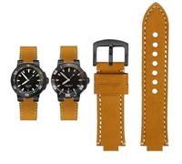 Svincoter Men's Retro frosted cowhide Convex mouth Watchband Fit for ORIS diving AQUIS 7730 7740 24 * 12、24 * 11mm(Khaki black,24mm-11mm)