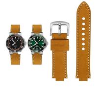 Svincoter Men's Retro frosted cowhide Convex mouth Watchband Fit for ORIS diving AQUIS 7730 7740 24 * 12、24 * 11mm(Khaki silver,24mm-11mm)