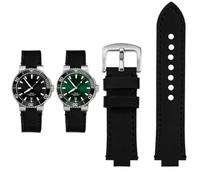 Svincoter Men's Retro frosted cowhide Convex mouth Watchband Fit for ORIS diving AQUIS 7730 7740 24 * 12、24 * 11mm(Black silver,24mm-12mm)