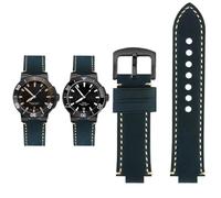 Svincoter Men's Retro frosted cowhide Convex mouth Watchband Fit for ORIS diving AQUIS 7730 7740 24 * 12、24 * 11mm(Blue black,24mm-12mm)