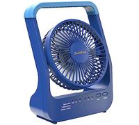 Svinkal Desk Fan, Battery Powered Square Camping Fan, Portable Fan for Home Office, Travel Fan for Sleeping Fits in Suitcase, 20600mAh Blue Border Outdoor Fan