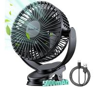 Svinkal USB Personal Clip on Fan 5000mAh Battery Operated 6in, Type C, 3 Speed, 720° adjustment, Small Portable Fan for Table, Bedroom, Desk, dormitory, Camping, Stroller, Golf Cart