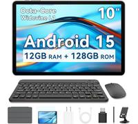 SVITOO Android Tablet 10 inch Android 15 Tablet 2025 for Adults, 12GB RAM 128GB Storage 1TB Expandable, Octa-Core 6000mAh, Includes Keyboard and Mouse Protective Case, Cameras