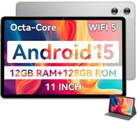SVITOO Android Tablet, 11 inch Android 15 Tablet 2025, Octa-Core, 12GB RAM 128GB Storage 1TB Expandable, 13MP Dual Cameras 5MP Front, 8000mAh, GPS,Dual Speakers,Face Unlock,WiFi 5, BT5.0 - Gray