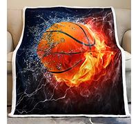 Sviuse Basketball Blanket Sport Sherpa Throw Blue Flame Teens' Soccer Fans Soft Cozy 50"X60" Blanket for Couch Sofa Travel Living Room Bedroom (50"X60", Basketball)