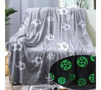 Sviuse Glow in The Dark Soccer Blanket Sports Ball Throw Blanket Soccer Fans Gifts Soft Cozy Football Blanket for Boys Men Soccer Decor for Kids and Adults (50"X60", Glow Soccer)