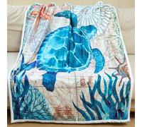 Sviuse Sea Turtle Fleece Blanket 60 x 80 Inches Twin Throw Blanket for Women, Men and Kids Coastal Nautical Theme Blankets for Couch Sofa Bed Gifts for Ocean Lovers Decor (60" x 80", Turtle 4)