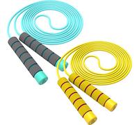 Svkiyang Skipping Rope Kids,Skipping Ropes For Children Adjustable 2 Pack,Comfort Sponge Handle,Tangle Free Jump Rope For Kids Girls Boys(Blue-Yellow)