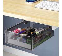 SVNNELP Under Desk Table Drawer storage Organizer Slide Out，Attachable Plastic Desk Accessories & Workspace Organizers，Hidden under desk pencil try ,pen holder for desk Self-Adhesive