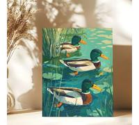 Svnolpliy Mallard Duck Paint by Numbers Kit for Adults, DIY Painting Decor, Canvas Wall Art by Numbers Kit, Acrylic Painting for Beginners Swimming Duck 8x12in Frameless