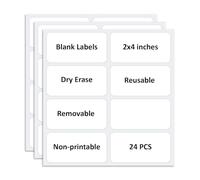 SVNOOC Dry Erase Stickers, Reusable Dry Erase Labels Sticky Notes for Home Office School All Purpose Use, White, Non-Printable Multi-Use Removable Labels, 2x4inches, 24PCS