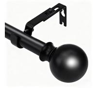 SVNR Stainless Steel Curtain Pole, 80-224cm Extendable Adjustable Curtain Rod, 25mm Diameter with Multi-Directional Adjustable Brackets for Eyelet,Pinch Pleat Curtains,Living Room,Bedroom Matt Black.