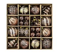SVNVIOZ Brown Gold Christmas Baubles, 44Pcs 8cm Ball Ornaments Set, Xmas Tree Decorations Shatterproof for Holiday Decoration