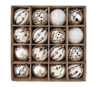 SVNVIOZ Champagne White Baubles, 16Pcs 8cm Ball Ornaments Set, Hanging Xmas Decorations Shatterproof Balls for Christmas Tree