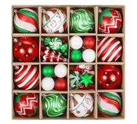 SVNVIOZ Red Green White Christmas Baubles, 42Pcs 8cm Shatterproof Christmas Balls for Xmas Tree Decoration