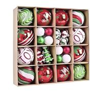 SVNVIOZ Red Green White Christmas Baubles, 42Pcs 8cm Shatterproof Christmas Balls for Xmas Tree Decoration