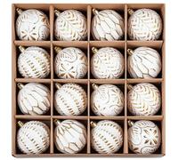 SVNVIOZ White Gold Christmas Baubles Decorations, 16Pcs 8cm Ornaments Set, Shatterproof Balls for Tree Decoration