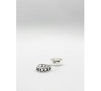 SVNX 2 Pack Silver Chunky Rings in Plain and Knotted - One Size