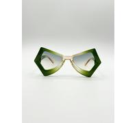 SVNX 2 Tone Angular Sunglasses in Green - One Size - Green