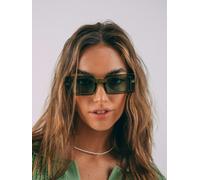 SVNX 90's Mid Frame Rectangle Sunglasses In Crystal Green - Green