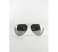 SVNX Aviator Metal Frame Sunglasses with Mirrored Lenses - One Size - Silver