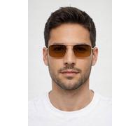 Svnx Aviator Style Square Frame Sunglasses In Brown Brown