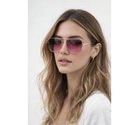Svnx Aviator Style Square Frame Sunglasses In Gold Pink Pink One Size