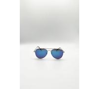 Svnx Aviator Sunglasses With Blue Mirror Lenses In Silver Silver