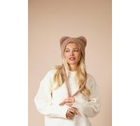 SVNX Beanie With Bear Ears In Beige - Beige - One Size