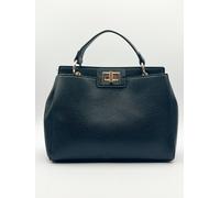SVNX Black faux leather handbag with gold trim - One Size - Gold