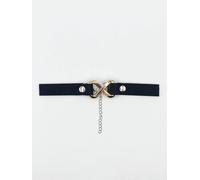 Svnx Black Faux Suede Choker Necklace With Gold Metal Centre Piece Black