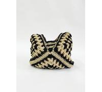Svnx Black Woven Straw Shoulder Bag Black