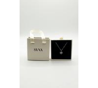 Svnx Blue Crystal Heart Pendant Necklace In Silver - Gift Boxed Blue