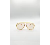 Svnx Bold Aviator Metal Arm Sunglasses In Champagne In Champagne In Beige Beige