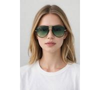 Svnx Bold Aviator Metal Arm Sunglasses In Green In Green Green