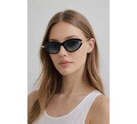 Svnx Bold Oval Angular Sunglasses In Black Black