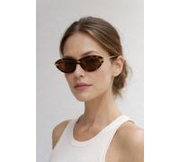 Svnx Bold Oval Angular Sunglasses In Brown Brown