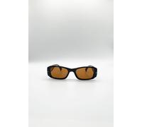 Svnx Bold Retangle Sunglasses In Black Black