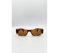 Svnx Bold Retangle Sunglasses In Brown Brown
