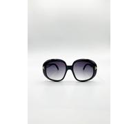 SVNX Bold Round Oversized Sunglasses In Black