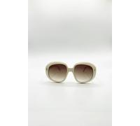 SVNX Bold Round Oversized Sunglasses In Cream - Cream - One Szie