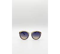 Svnx Bold Round Sunglasses In Ombre Blue In Navy Navy