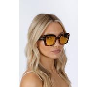 Svnx Bold Square Sunglasses In Leopard Yellow Yellow