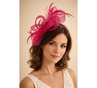 SVNX Bow Feather Fascinator - Hot Pink