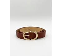 SVNX Brown Belt with Gold Metal Buckle - One Size - Brown