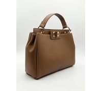 SVNX Brown faux leather handbag with gold trim - Gold - One Size