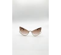 Svnx Butterfly Dimante Rimless Sunglasses In Brown Brown